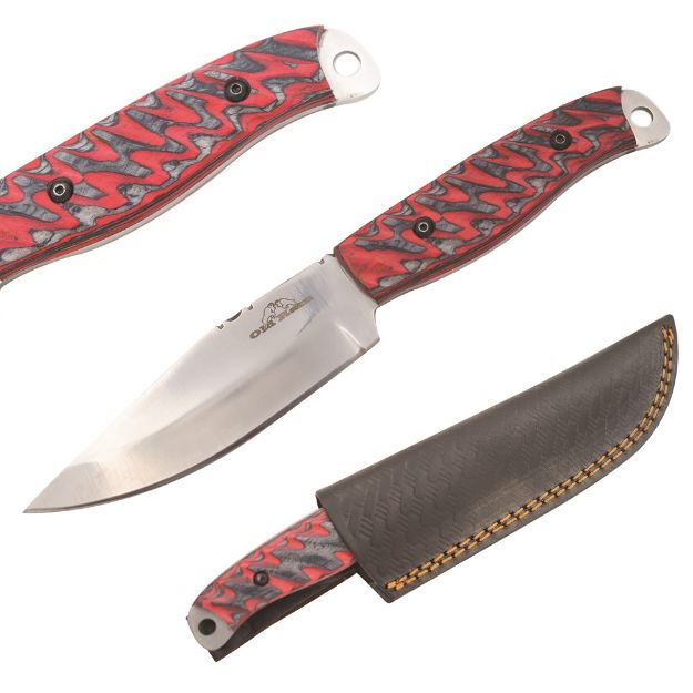 Old Ram Handmade Fixed Blade Hunting Knife RED Wood Handle