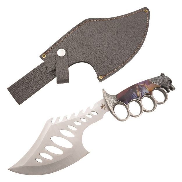 Snake Eye Tactical Fantasy Fixed Blade Knuckle Handle Knife(Wolf)
