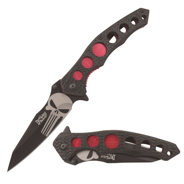 Dark Fantasy Blade Spring Assist RED Punisher Knife