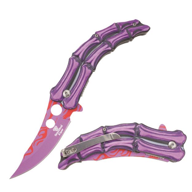 Snake Eye Tactical Spring Assist KNIFE Purple Handle