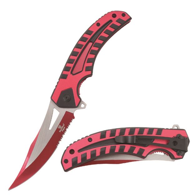 Snake Eye Tactical Spring Assist knife RED Handle
