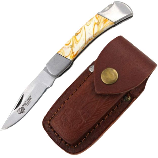 Wild Turkey Handmade Manual Folding Knife Yellow RESIN Handle