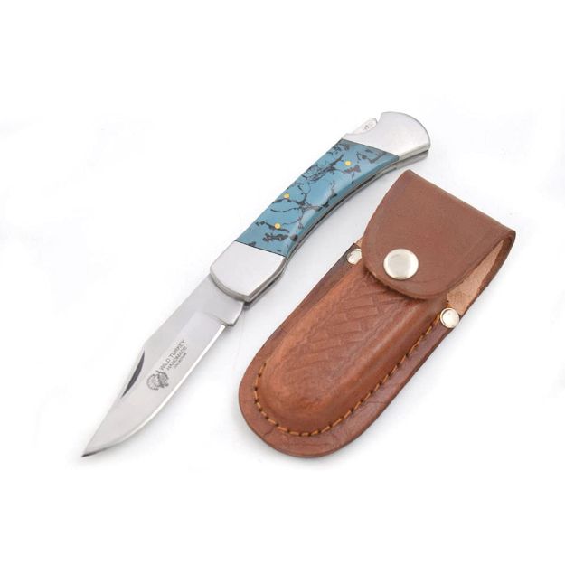 Wild Turkey Handmade Manual Folding Knife Blue RESIN Handle