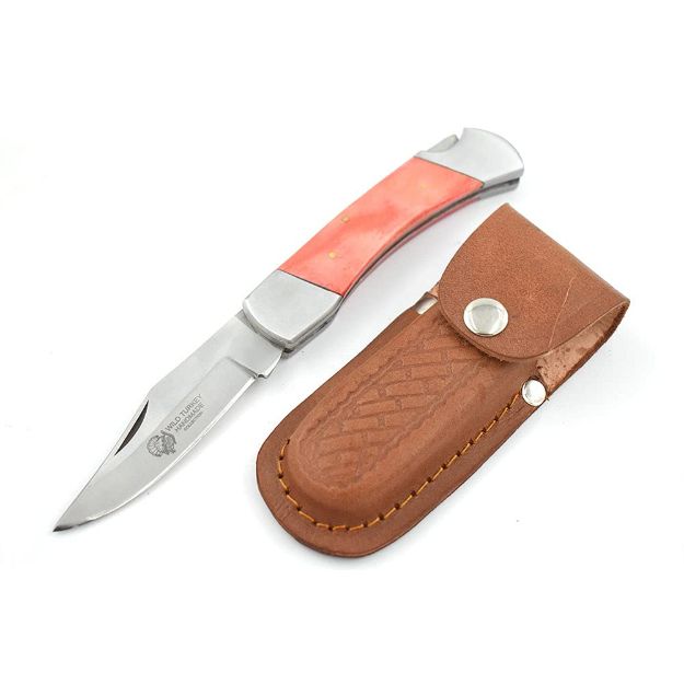 Wild Turkey Handmade Manual Folding Knife RED Bone Handle