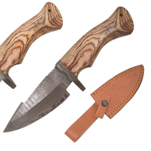 Wild Turkey Handmade Damascus Fixed Blade Hunting Knife