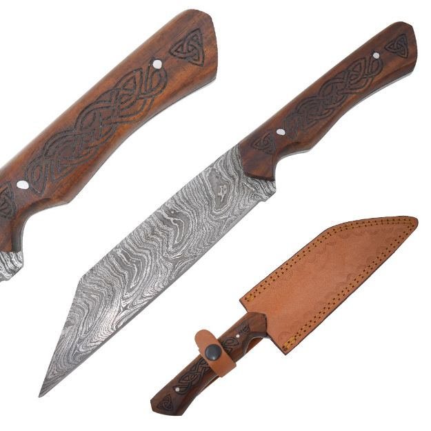 Wild Turkey Handmade Damascus Seax Knife
