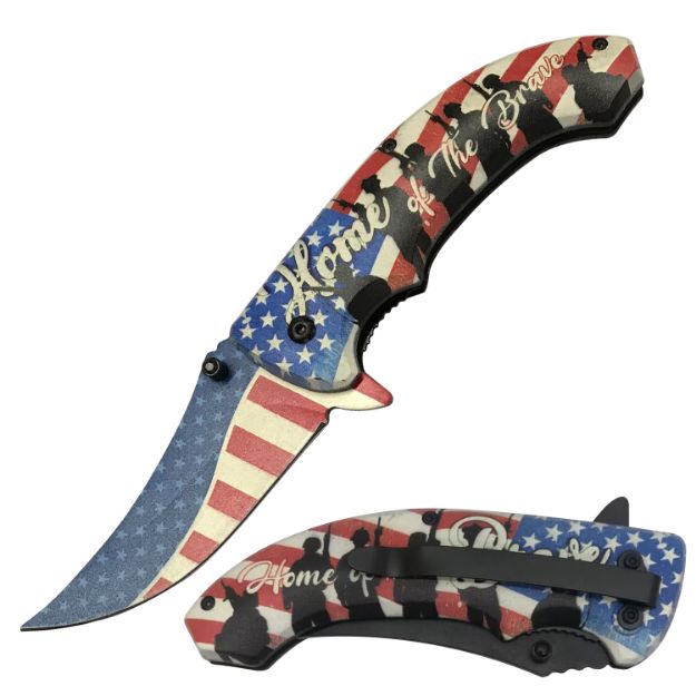 Snake Eye Tactical Spring Assist knife American Flag Handle