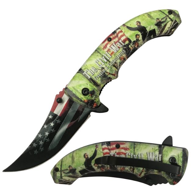 Snake Eye Tactical Spring Assist KNIFE American-3 Flag Handle