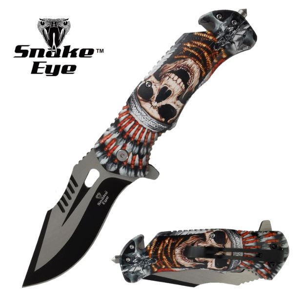 Snake Eye Tactical Mean SKULL F Spring Assist knife