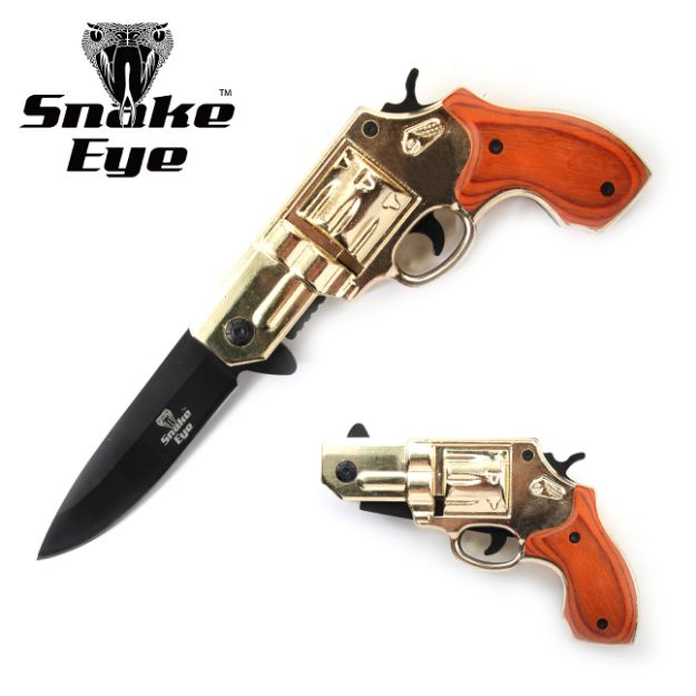 Snake Eye Tactical Gold Revolver Gun Knife