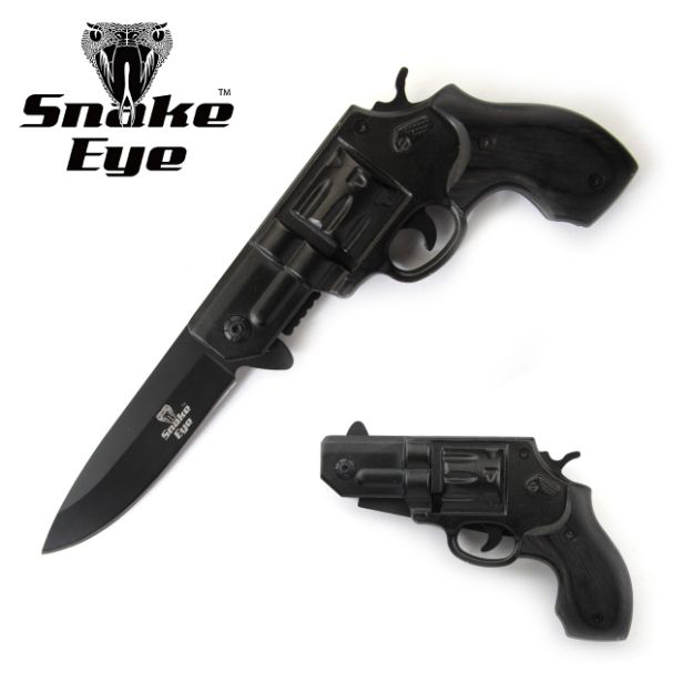 Snake Eye Tactical Black Revolver Gun KNIFE