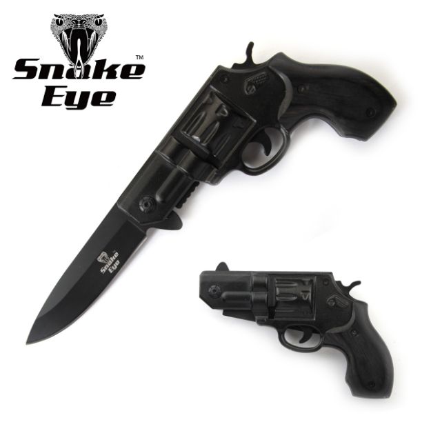 Snake Eye Tactical Black Revolver Gun Knife