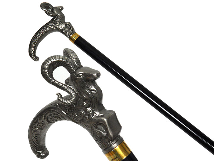 Ram Head Walking Cane SWORD 34.5'' Overall