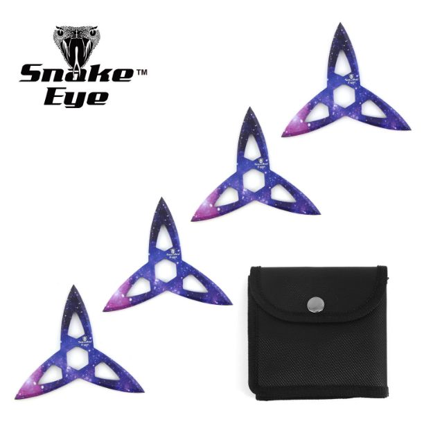 SnAkE EyE TActicAl 4PCS GAlAxy DEsign PrintEd Throwing STAR SEt