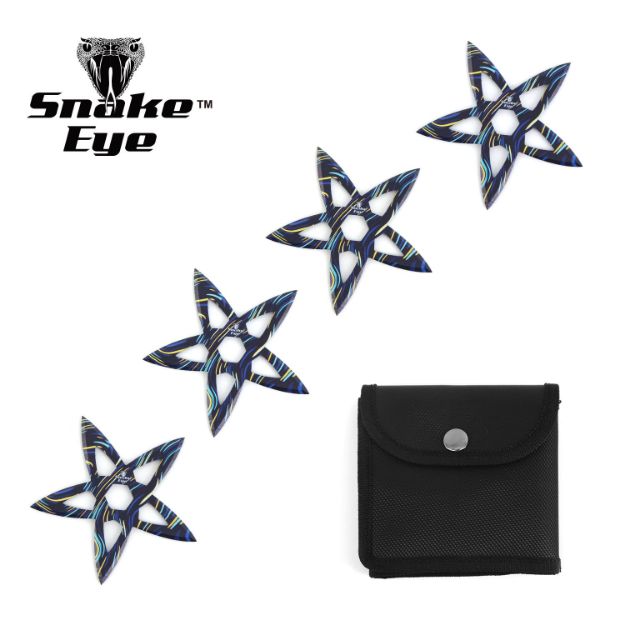 Snake Eye Tactical 4PC Multi-Color Throwing Star Set