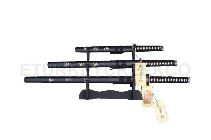 3 Pcs Dragon Samurai SWORD Set W/ Stand