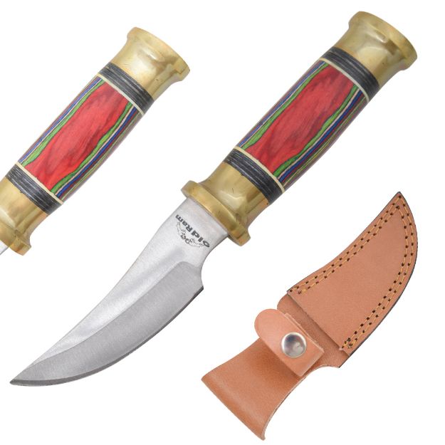 Old Ram Handmade Fixed Blade Hunting Knife Wood Round HANDLE