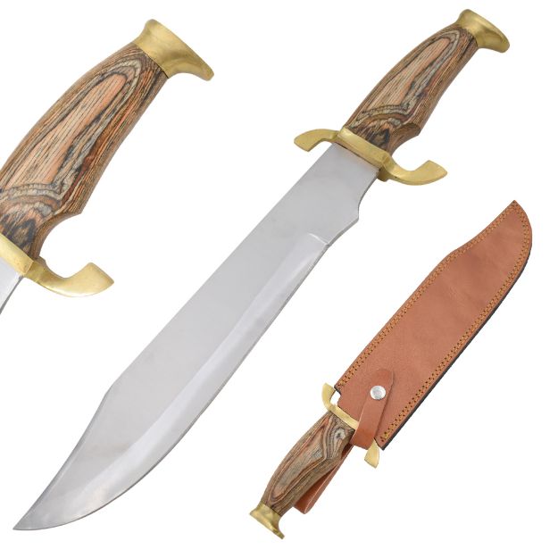 Old Ram Handmade Bowie Hunting Knife Natural Wood HANDLE