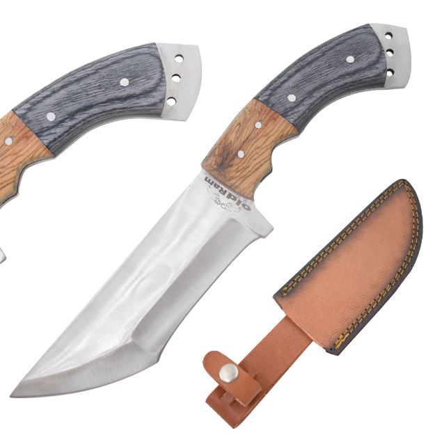 Old Ram Handmade Full Tang Fix Blade Hunting Knife Wood HANDLE