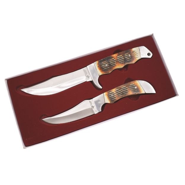 Wild Turkey Handmade 2pc GIFT Knife Set Bone Handle