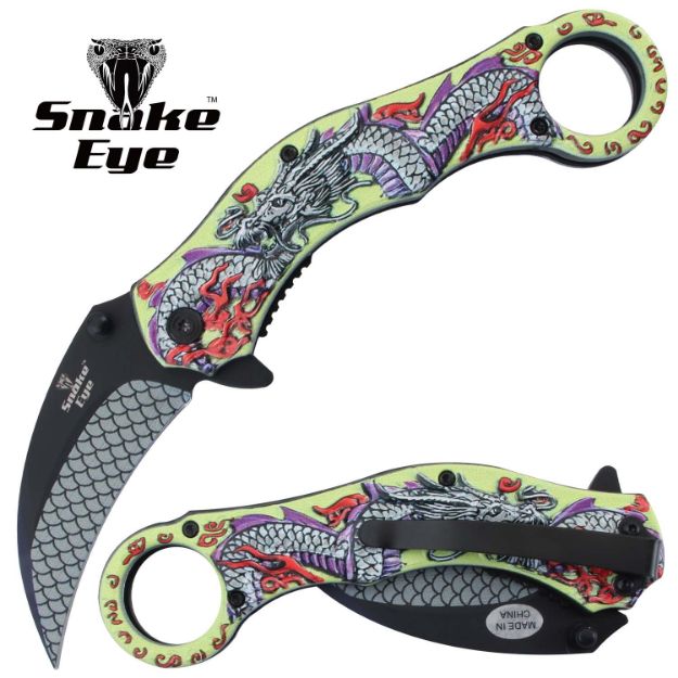 Snake Eye Tactical Karambit 5326YL Spring Assist KNIFE