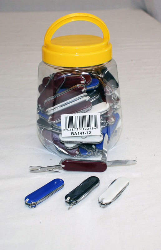 72 pc Mini Swiss Style Multi function Key Chain Jar Mix Colors