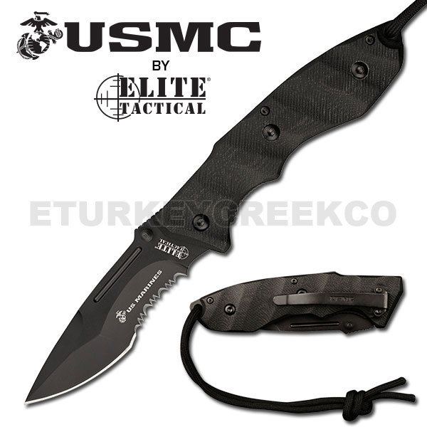 '' U S Mairnes '' Elite Tactical Knife G-10 Hndl 5'' Closed Lanyard