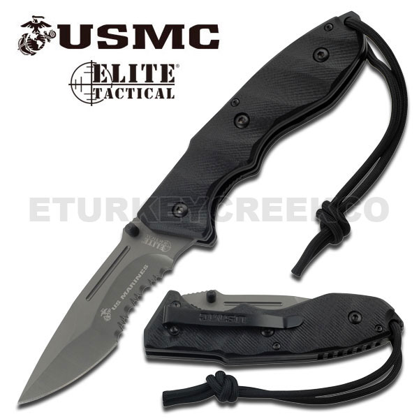 '' U S Mairnes '' Elite Tactical KNIFE G-10 Hndl 5'' Closed Lanyard