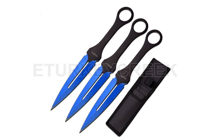 Snake Eye Tactical 3pc BLACK Stainless Steel Throwing Knives