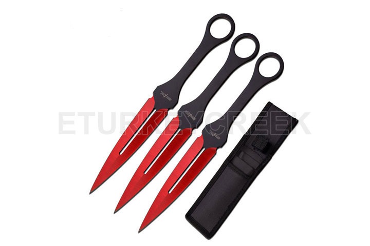 Snake Eye Tactical 3pc BLACK Stainless Steel Throwing Knives