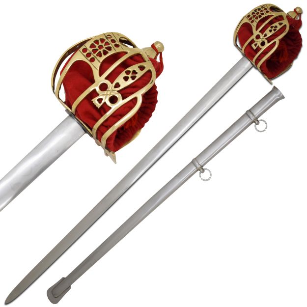 Medieval warrior Brass Basket Hilted Scottish Broad Sword
