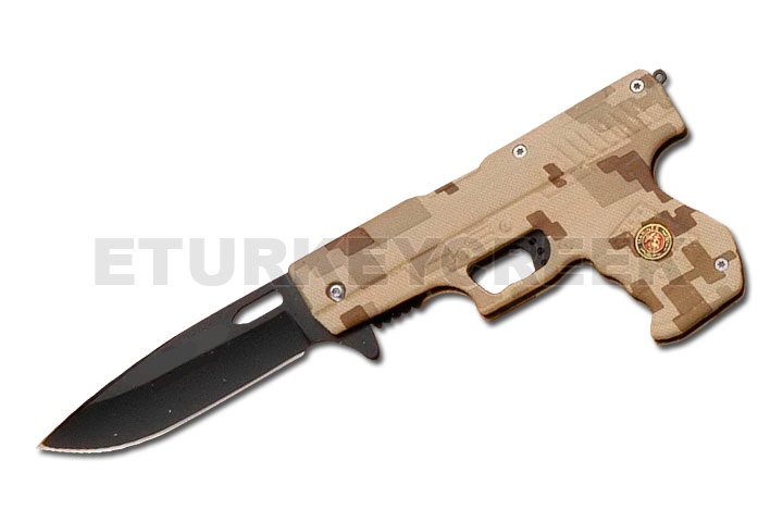 Snake Eye Tactical Gun Shape Spring Assist KNIFE 4.5''