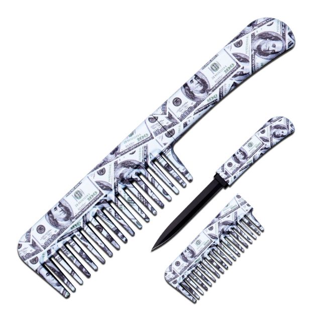 Cash Money Design Comb With Hidden KNIFE 6.5'' Overall