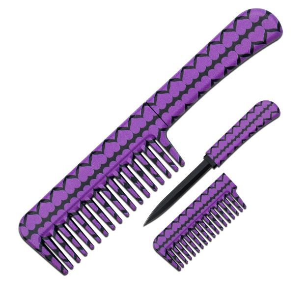 Heart Design Comb With Hidden KNIFE 6.5'' Overall