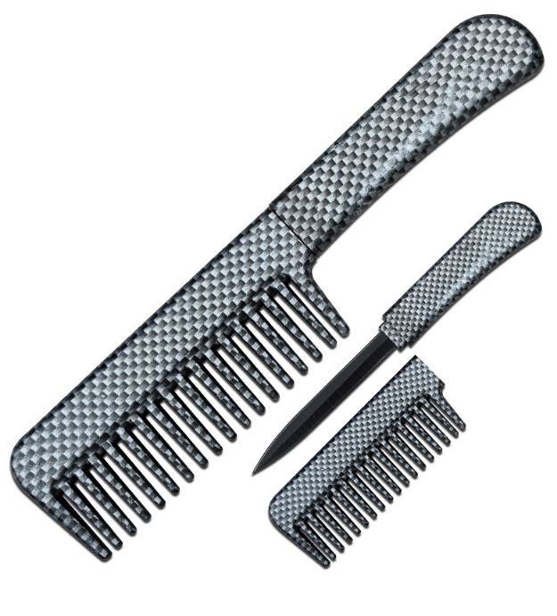 Carbon Fiber Comb With Hidden KNIFE 6.5'' Overall