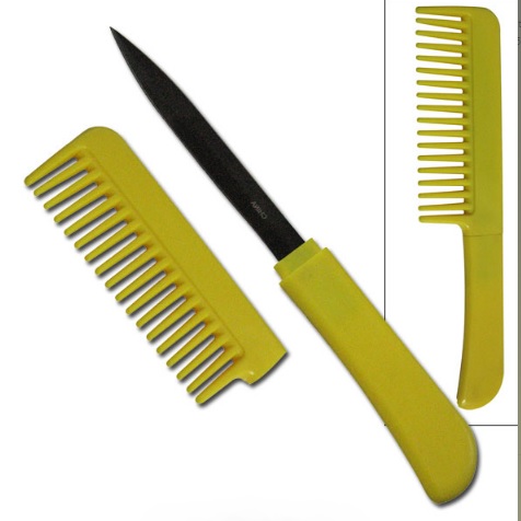 Yellow Comb With Hidden Knife 6.5'' Overall