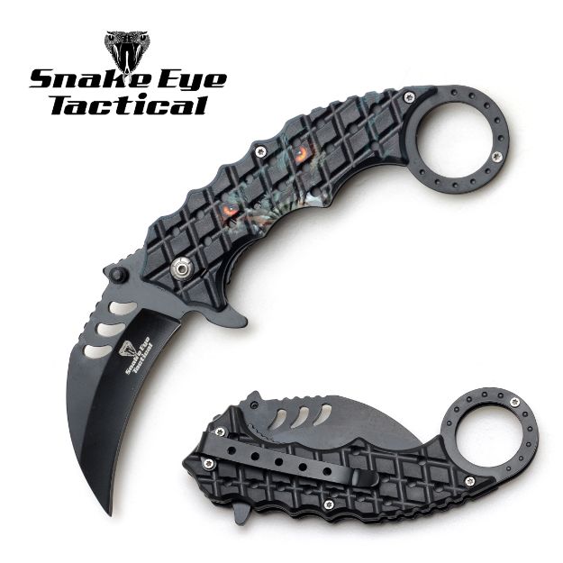 Snake Eye Tactical Karambit Spring Assist Knife 5'' Closed