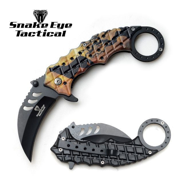 Snake Eye Tactical Karambit Spring Assist KNIFE 5'' Closed