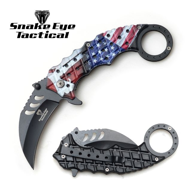 Snake Eye Tactical Karambit Spring Assist KNIFE 5'' Closed