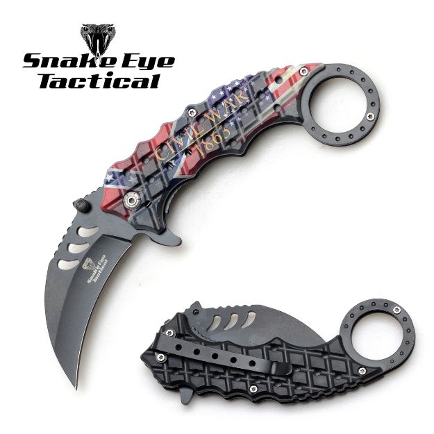 Snake Eye Tactical Karambit Spring Assist KNIFE 5'' Closed