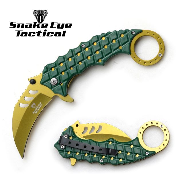 Snake Eye Tactical Karambit Style SpRING Assist Knife SE-1344GNGD