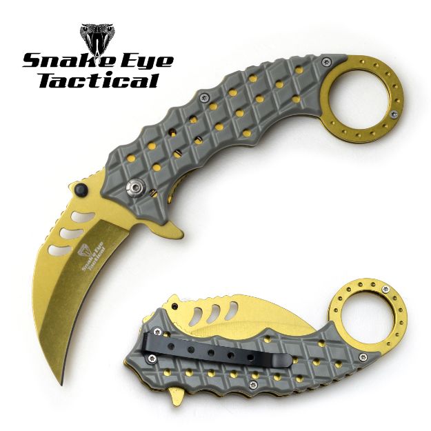 Snake Eye Tactical Karambit Spring Assist Knife 5'' Closed