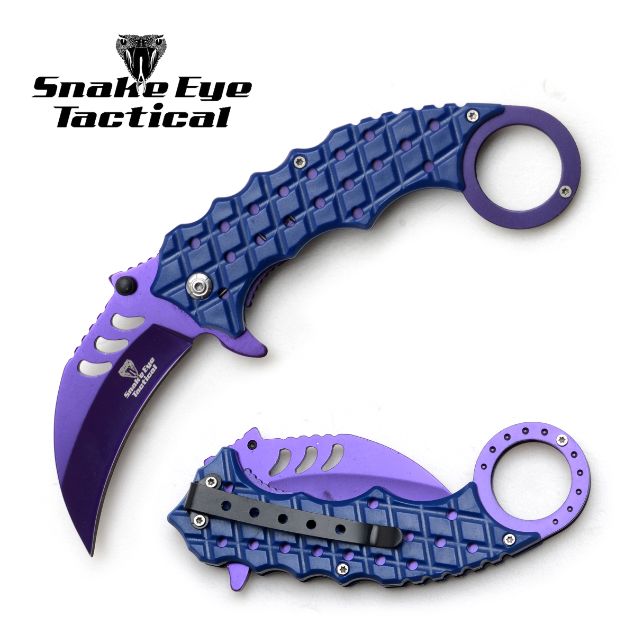 Snake Eye Tactical Karambit Style SpRING Assist Knife SE-1344BLPE