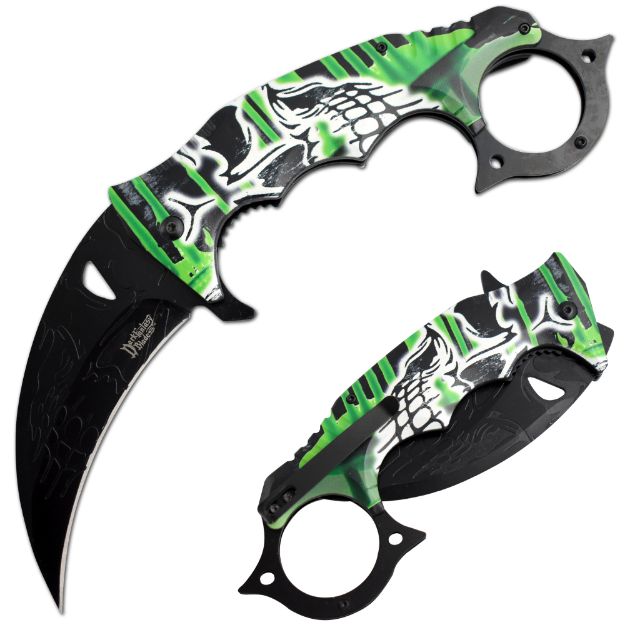 Dark Fantasy Blade Jumbo Karambit Spring Assist Knife