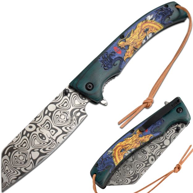Dark Fantasy Blade JUMBO Cleaver Style Spring Assist Knife