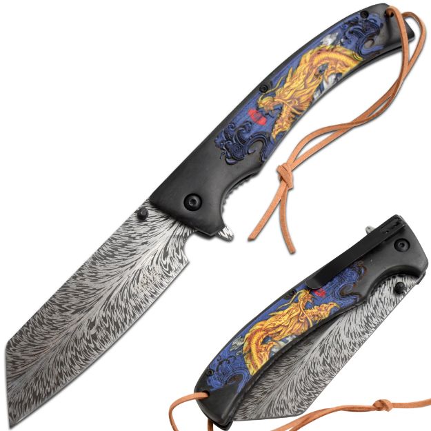 Dark Fantasy Blade JUMBO Cleaver Style Spring Assist Knife