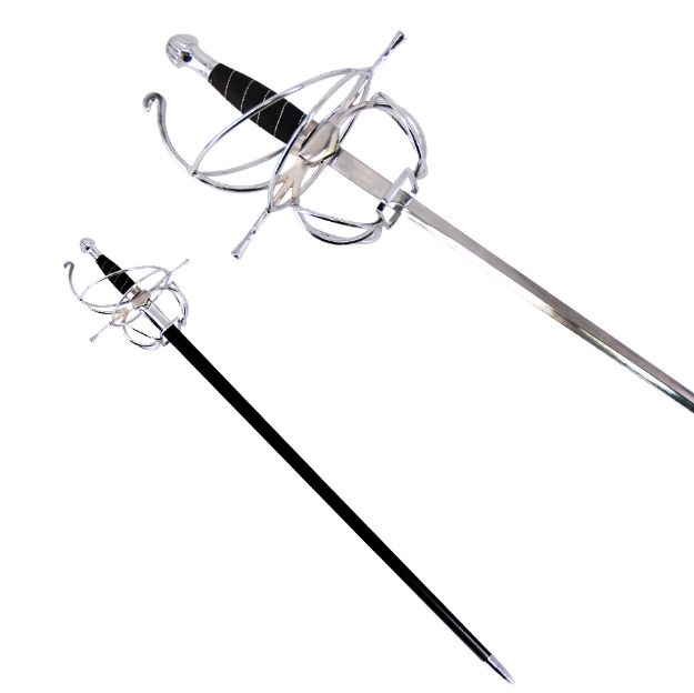 Medieval Warrior Fencing Rapier SPIRAL Swept Hilt Sword