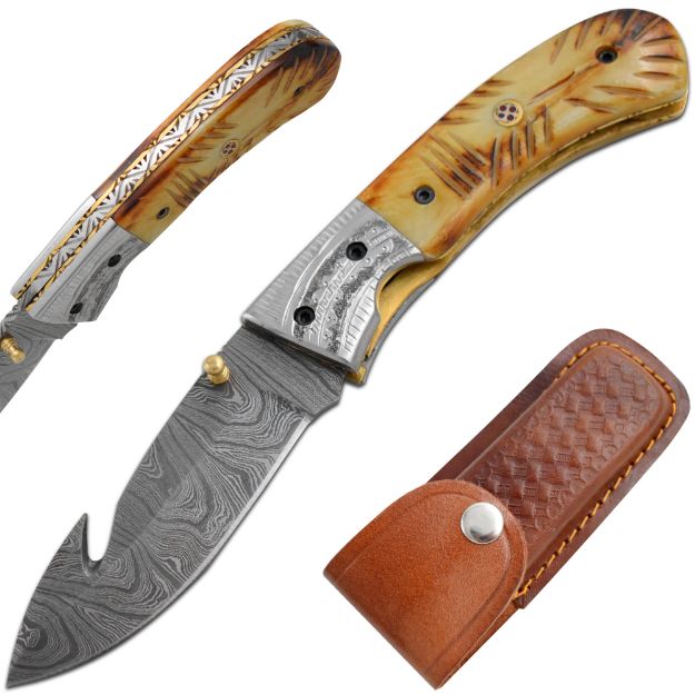 Wild Turkey Handmade Collection Real Damascus Folding Knife