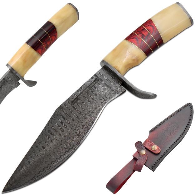 Old Ram Handmade Full Tang Damascus Steel Blade Hunting Knife