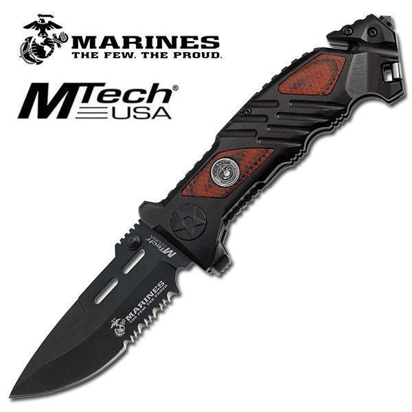 US MARINES TACTICAL RESCUE ASSISTED OPENING KNIFE - BROWN